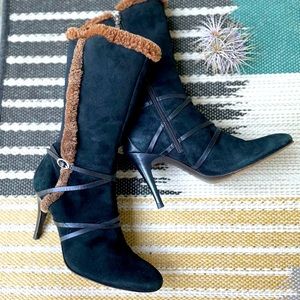 Circa Joan & David  black suede leather boots 6.5